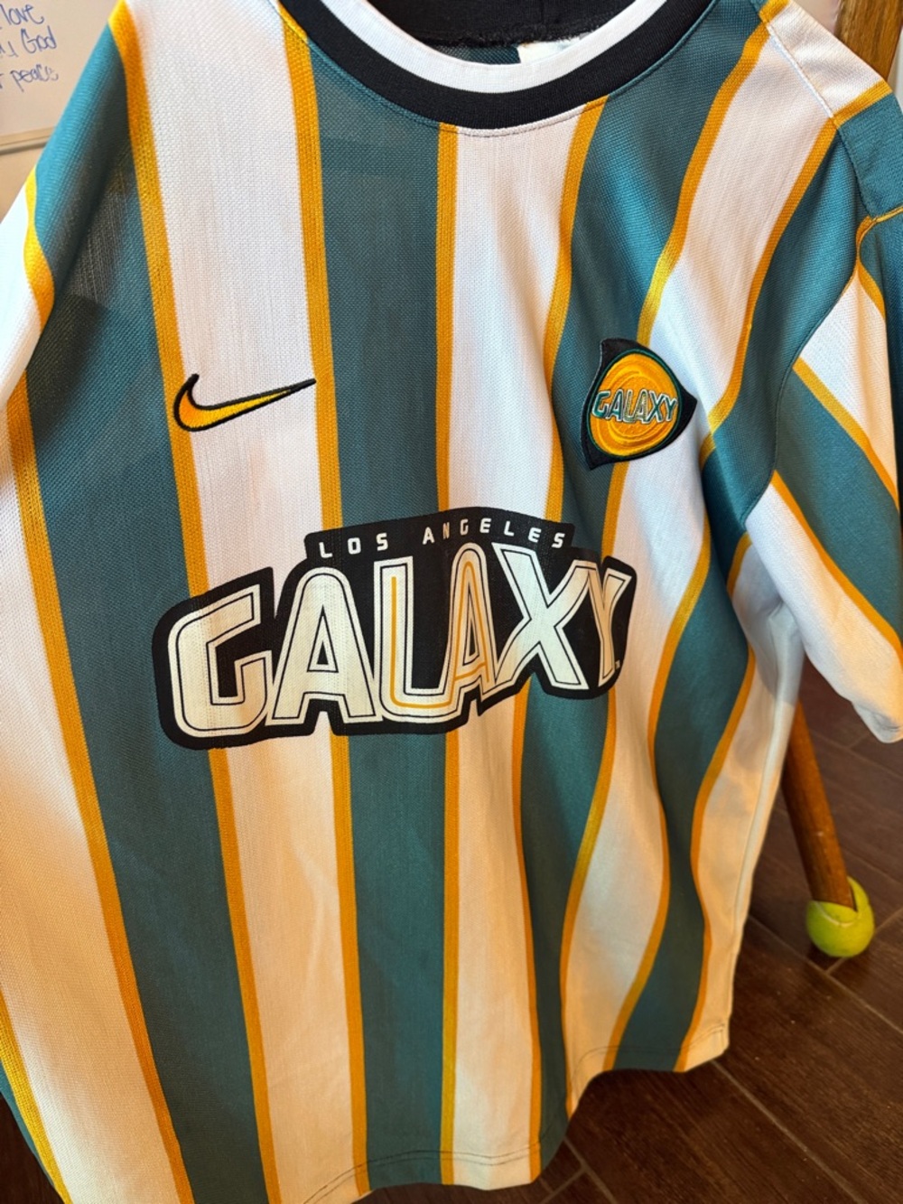 Nike Los Angeles Galaxy Teal White Gold Striped Soccer Jersey